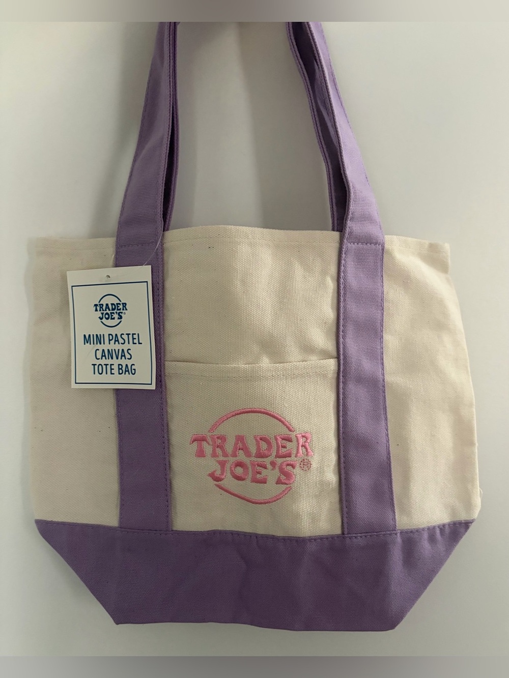 Trader Joe’s mini pastel canvas tote